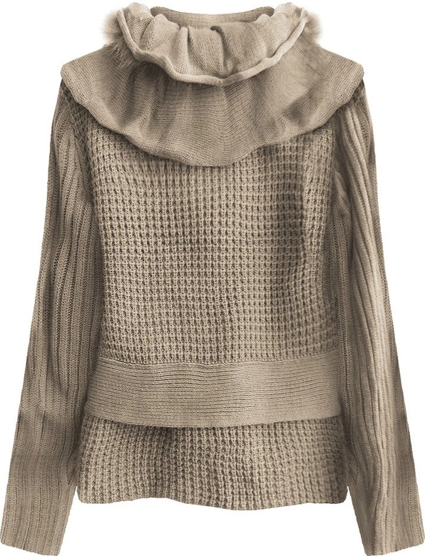 SWETER O GRUBYM SPLOCIE BEŻOWY (1619)