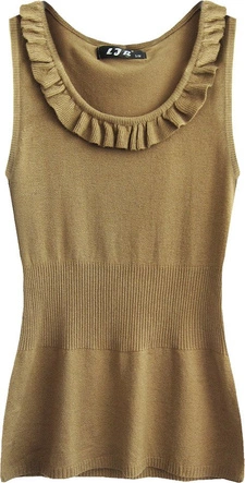 SWETERKOWA BLUZKA NA RAMIĄCZKACH KARMELOWA (1526)