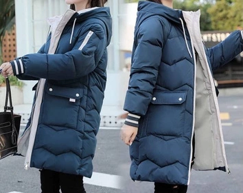 LEKKA KURTKA DAMSKA ZIMOWA MORSKA/ECRU (730ART)