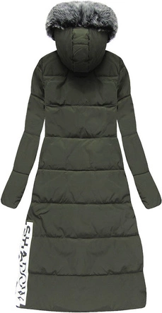 PŁASZCZ DAMSKI ZIMOWY Z PUCHEM NATURALNYM KHAKI (7078)
