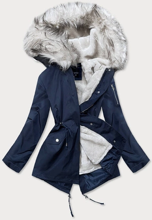 ZIMOWA PARKA DAMSKA Z PODPINKĄ GRANATOWA (B533-3046)