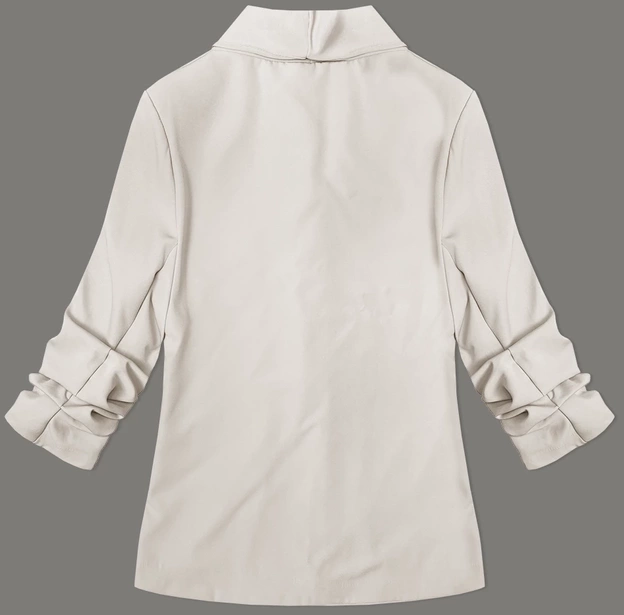 Cienka marynarka z marszczonymi rękawami jasny beż (22-356)