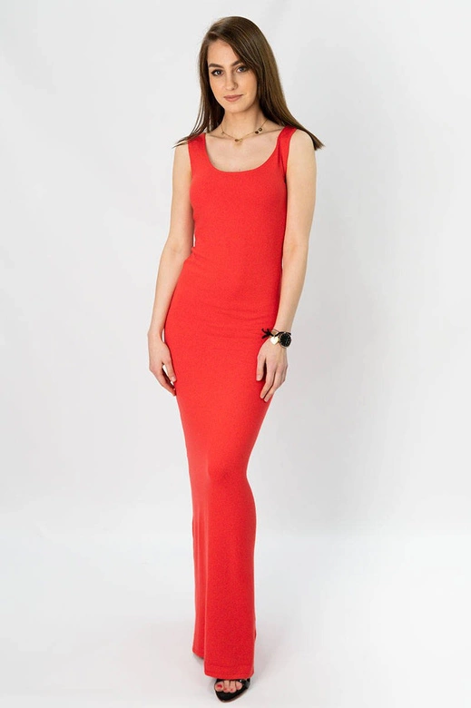 SUKIENKA MAXI Z PASKIEM CZERWONA (1548)