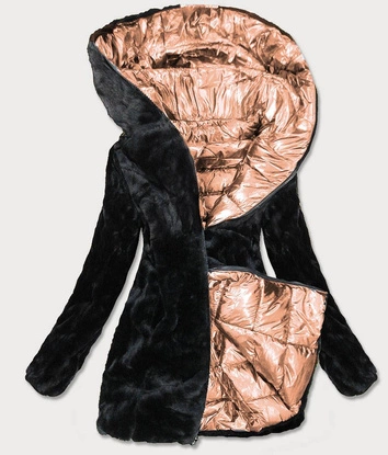BŁYSZCZĄCA DWUSTRONNA KURTKA DAMSKA ZŁOTA (B9543-13)