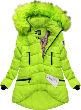 PIKOWANA KURTKA Z KAPTUREM LIMONKOWA (W802)