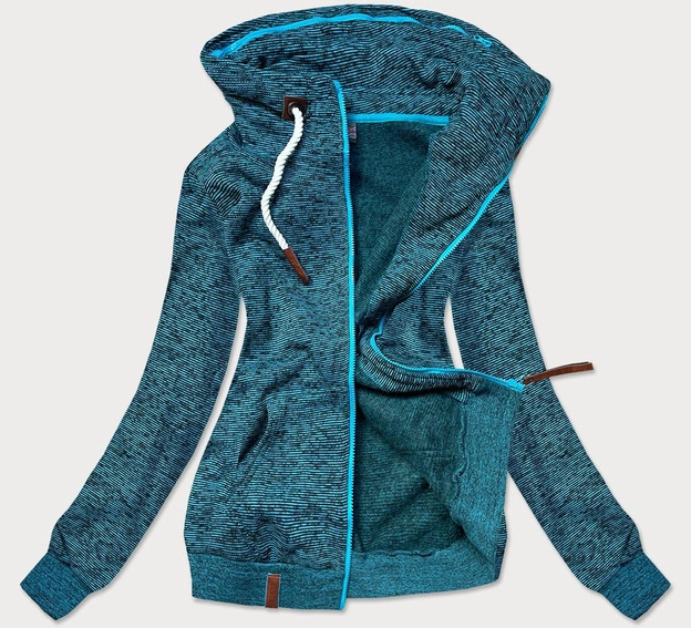 BLUZA DAMSKA ZE ŚCIĄGACZAMI TURKUSOWA (58294)
