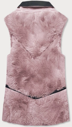 Elegancka kamizelka ekoskóra i futro róźowa (br9593-51)