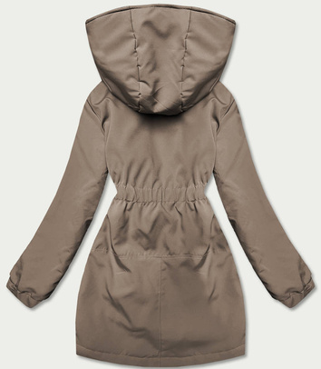 Parka damska z kapturem beżowy (B8121-12)