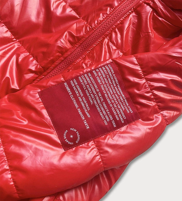 Krótka kurtka damska z ozdobnym wykończeniem czerwona (b8030-4)