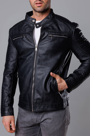 Kurtka męska typu biker czarna (11Z8053)