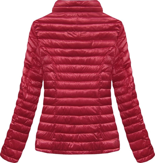 BŁYSZCZĄCA KURTKA ZE STÓJKĄ CZERWONA (B2677)