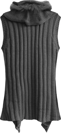 SWETERKOWA KAMIZELKA O GRUBYM SPLOCIE SZARA (1611)