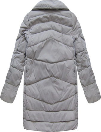KURTKA DAMSKA ZIMOWA OVERSIZE Z PUCHEM NATURALNYM SZARA (8094)