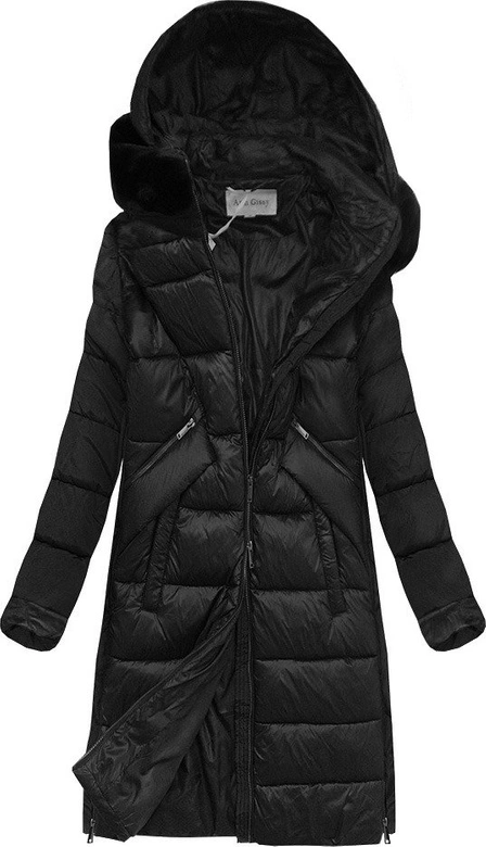 DAMSKA ZIMOWA KURTKA Z ŁĄCZONYCH MATERIAŁÓW CZARNA (J19-011)