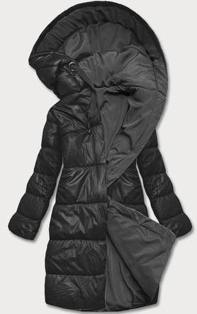 DŁUGA DWUSTRONNA KURTKA ZIMOWA CZARNY/GRAFIT (L22-9852-1/27)