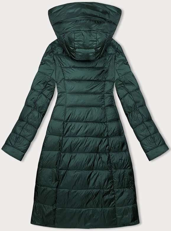 Długa kurtka damska z kapturem Ann Gissy zielona (AG1-J9169)