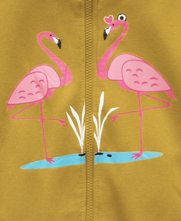 BLUZA Z FLAMINGAMI MUSZTARDOWA (X1925X)