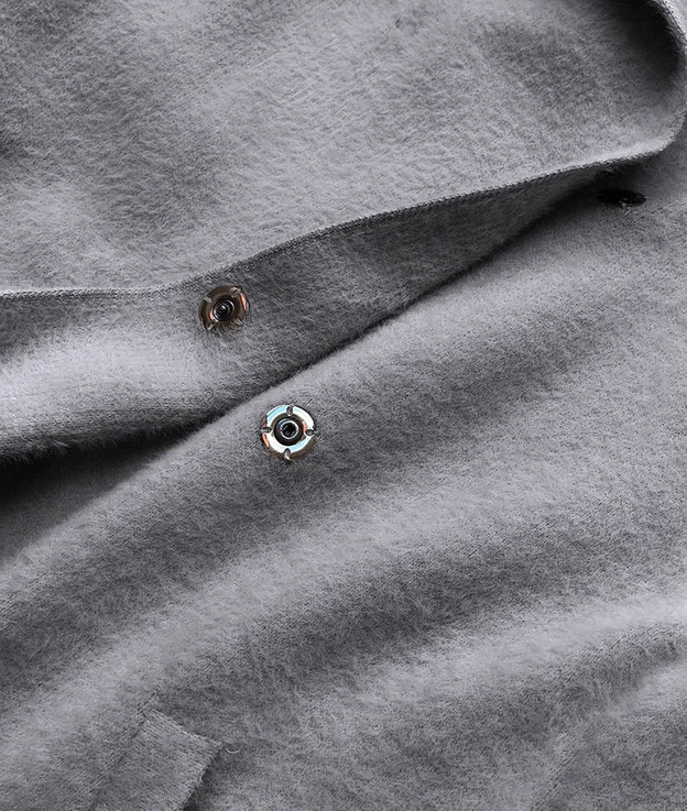 Długa narzutka z kapturem szara (b6010-9)