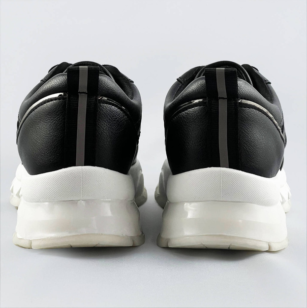Damskie sneakersy z metaliczną lamówką czarne (bg-02)