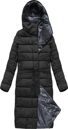 ZIMOWA DŁUGA PIKOWANA KURTKA DAMSKA CZARNA (7704BIG)
