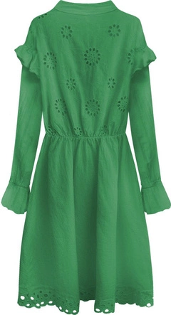 BAWEŁNIANA SUKIENKA Z HAFTEM ZIELONA (303ART)