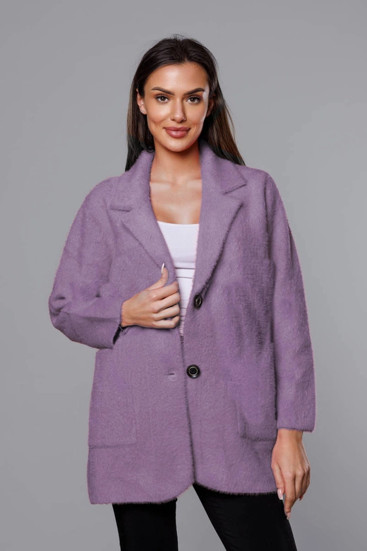 Krótka wełniana narzutka alpaka fiolet (7108-1)