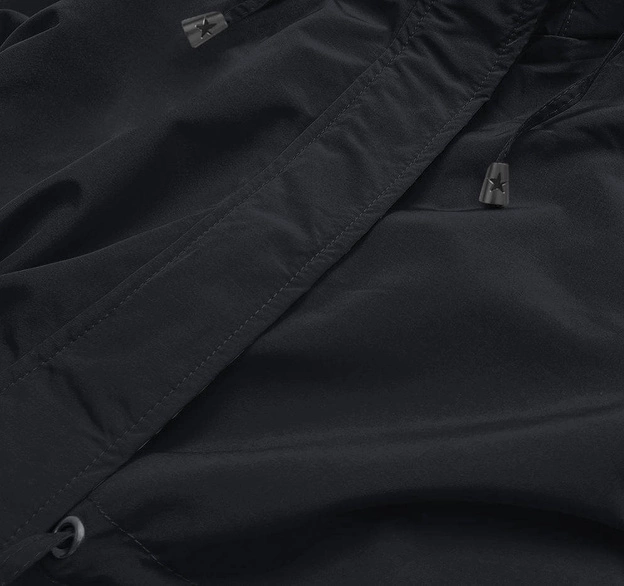 Cienka parka z ozdobnym wykończeniem czarna (16M9068-392)