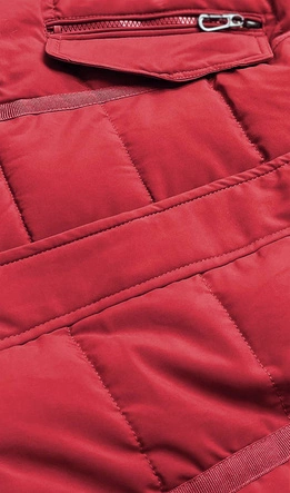 Asymetryczna kurtka zimowa damska ciemnoczerwona (M-21301)