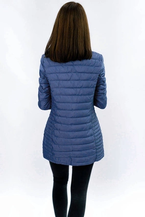 DŁUGA PIKOWANA KURTKA NIEBIESKA (21810)