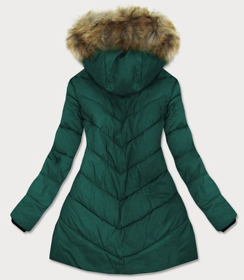 PIKOWANA DAMSKA KURTKA Z KAPTUREM ZIELONA (1907BIG)