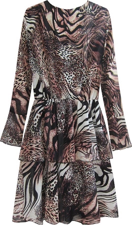 Sukienka z kopertowym dekoltem brązowa (454/5ART)