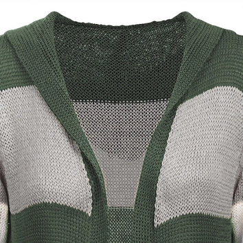 DŁUGI SWETER Z KAPTUREM KHAKI-SZARY (122ART)