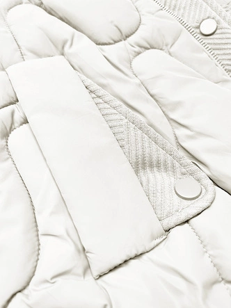 Krótka kurtka zimowa z ozdobnym kapturem S'west ecru (B8261-26)