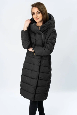 ZIMOWA DŁUGA PIKOWANA KURTKA DAMSKA CZARNA (7704BIG)