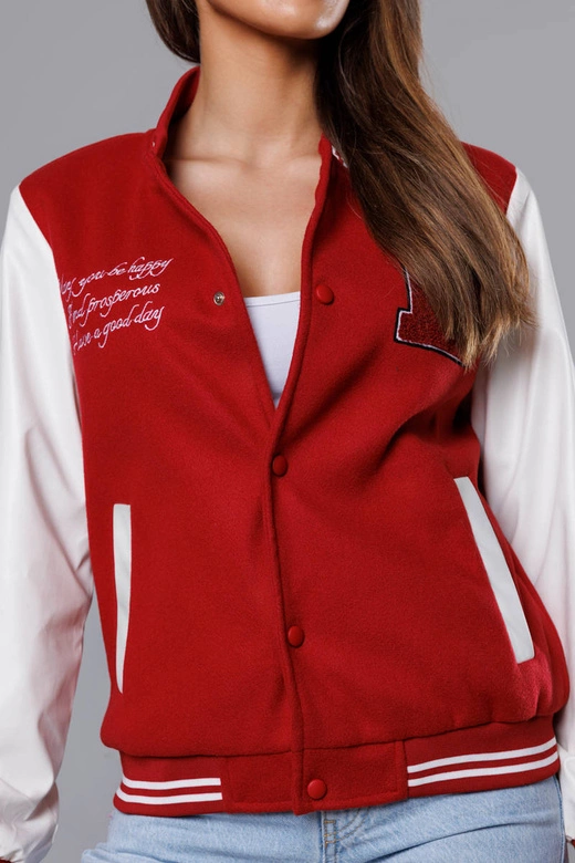 Kurtka damska bomber ciemnoczerwona (16M9067-270)