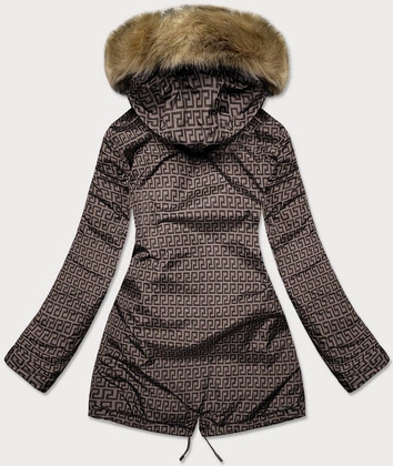 Dwustronna damska  kurtka zimowa bordowo-brązowa (mhm-w556)