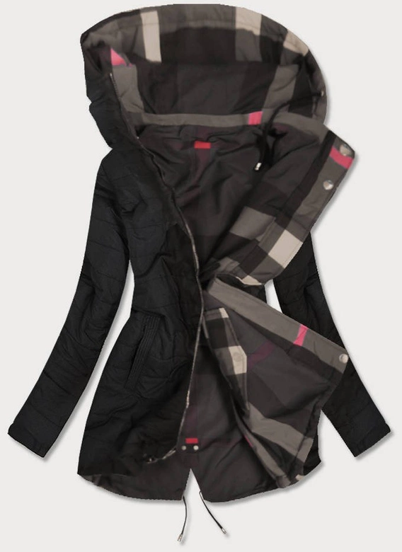 DWUSTRONNA KURTKA DAMSKA GRAFITOWO-CZARNA (W655BIG)