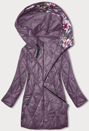 Damska kurtka z ozdobnym kapturem fioletowa (B8215-71)