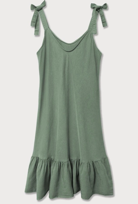 SUKIENKA Z FALBANĄ SZAROZIELONA (393ART)