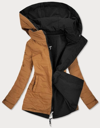 DWUSTRONNA KURTKA DAMSKA CZARNO-KARMELOWA (W505)