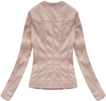 KLASYCZNA KURTKA Z EKOSKÓRY PUDROWY RÓŻ (21804)