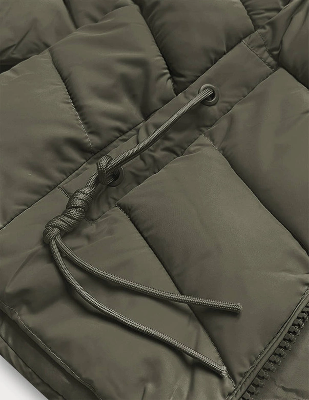 Krótka kurtka damska zimowa khaki (TY043-29)