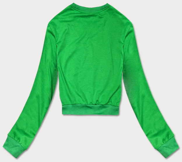 Cienka krótka bluza dresowa damska zielona (8B938-27)