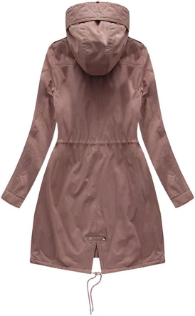 Damska parka zimowa na misiu z kapturem antyczny róż (7992-PLUS)