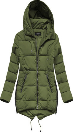 PIKOWANA KURTKA Z KAPTUREM KHAKI (X857X)