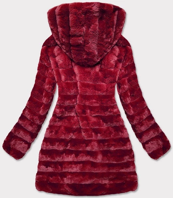 LEKKA KURTKA ZIMOWA DAMSKA FUTRO 2 W 1 BORDOWA (39039)