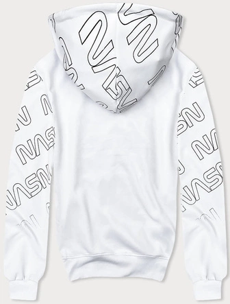 Męska bluza kangurka z nadrukiem biała (8B991-1)