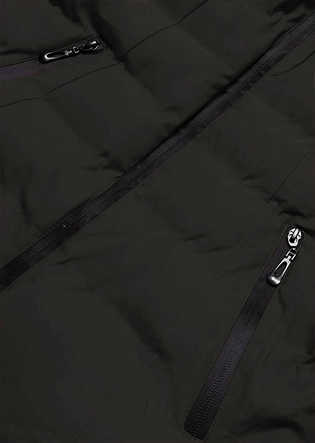 Damska kurtka zimowa z futrzaną stójką czarna (5M769-392)