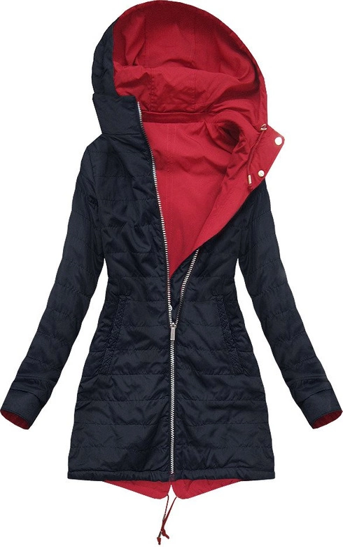 DWUSTRONNA PARKA Z KAPTUREM CZERWONO-GRANATOWA (W303)