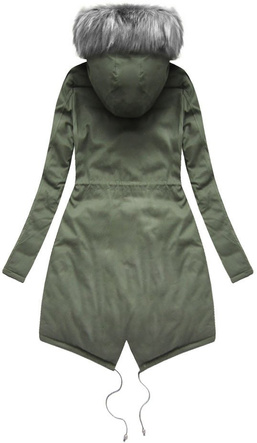 DWUSTRONNA PARKA Z KAPTUREM KHAKI-SZARA (K772)
